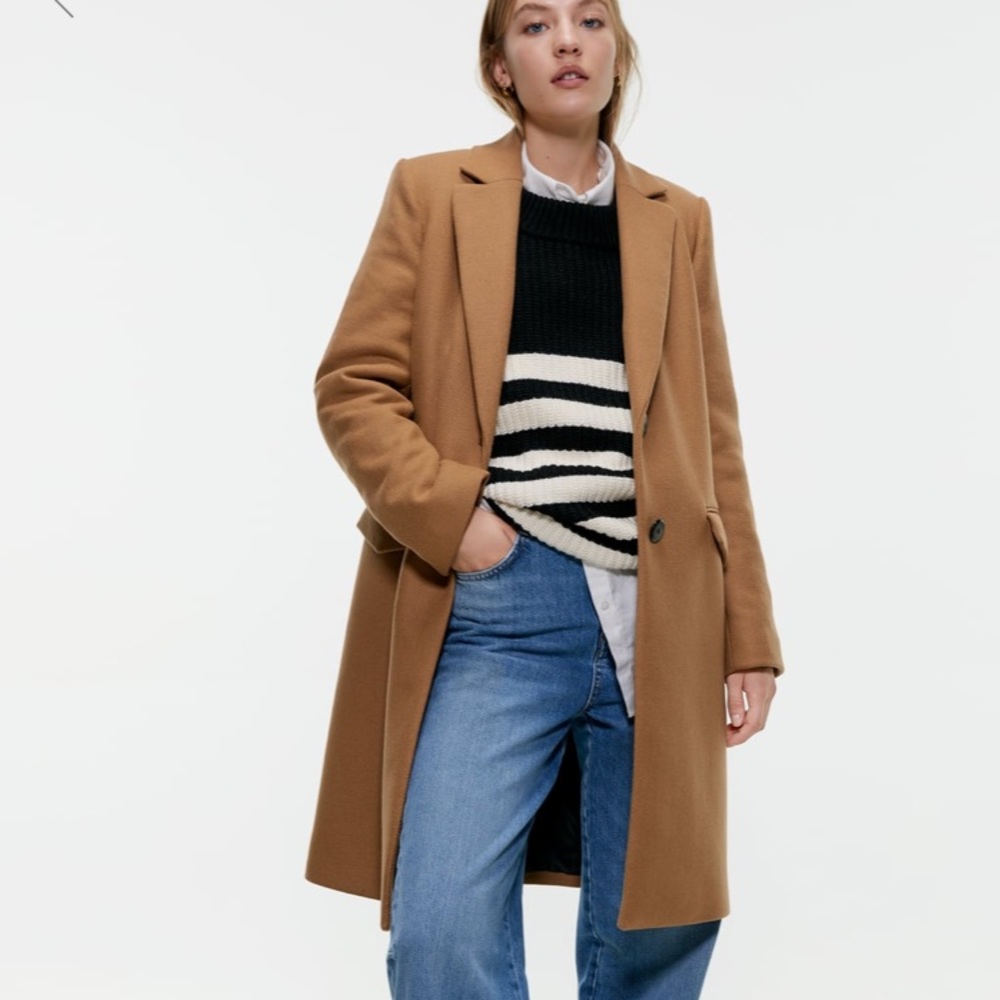 ZARA NWT women’s menswear camel coat